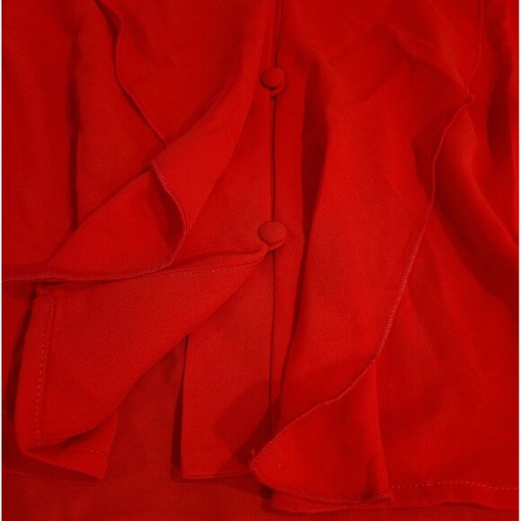New! Womens Size 2X The Limited Red Ruffle Accent V-Neck Blouse Top Goji $79 - Picture 8 of 14